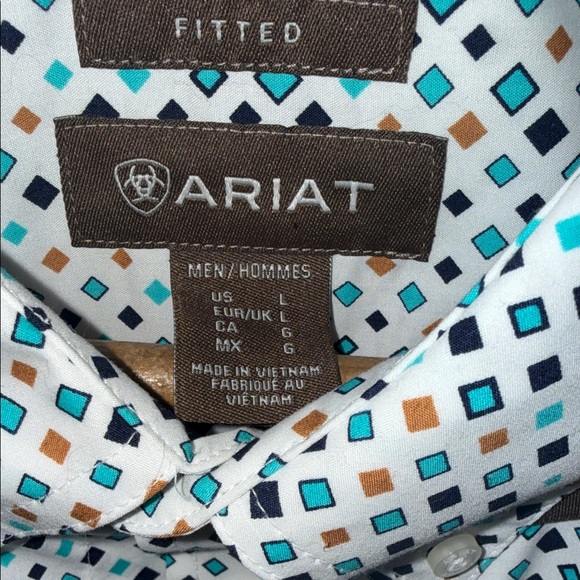 Ariat White Button-Down Shirt with Multi-Color Dot Print - Picture 4 of 6
